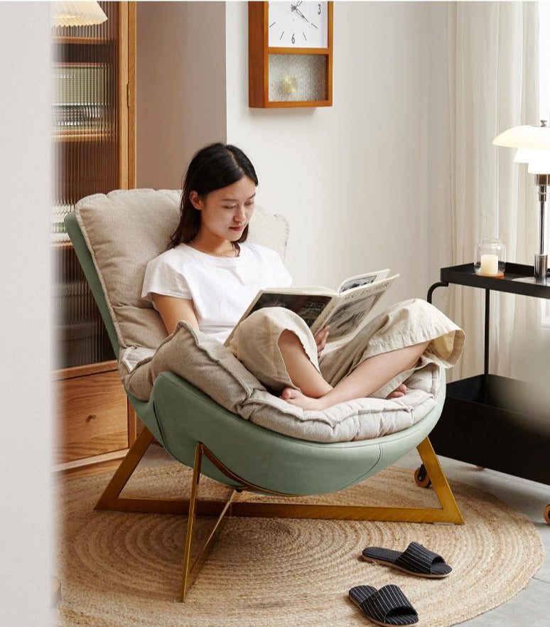 Leather Technology Cloth Lounge Eggshell Armchair