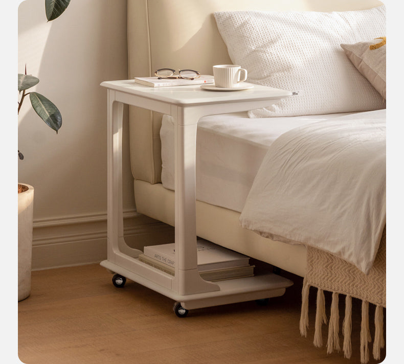 Birch Solid Wood Mobile Side Table