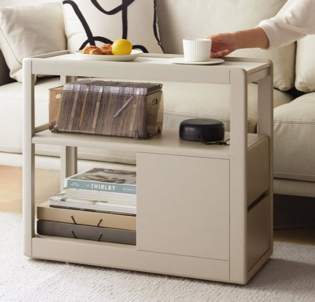 Poplar Solid Wood Side Table With Rock Slab Top