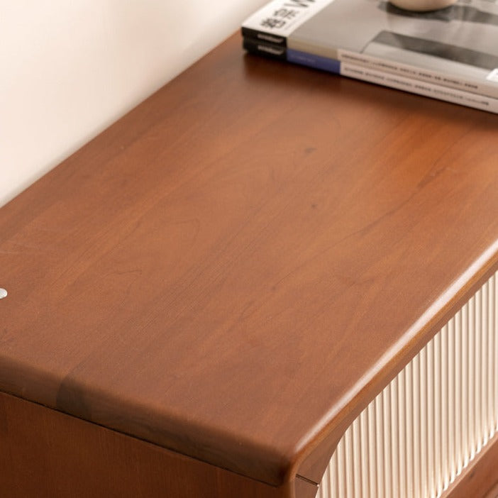 Oak, Poplar Solid Wood Light French TV Cabinet Sliding Door: