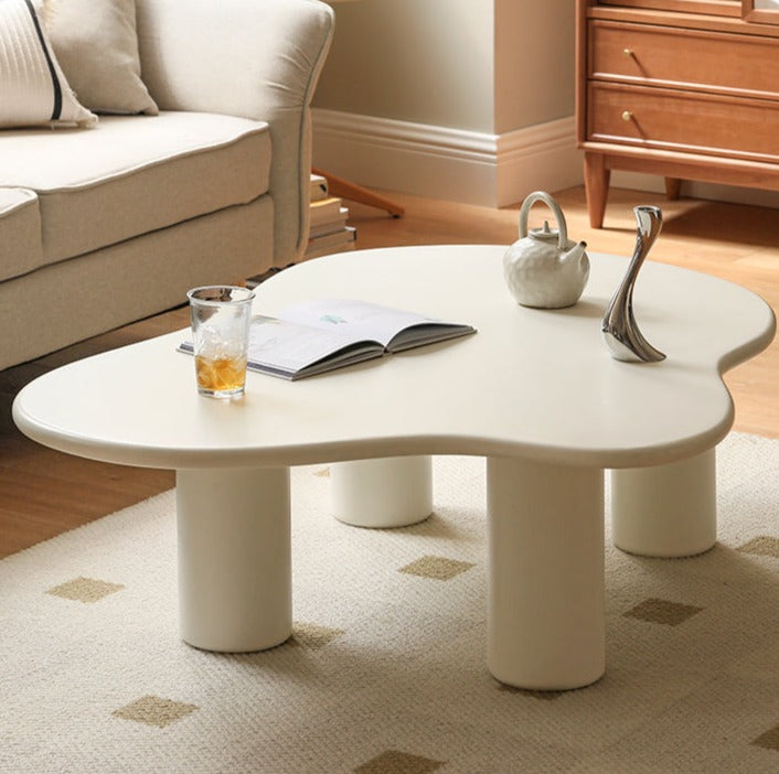 Rubber Solid Wood Creamy Cloud Coffee Table