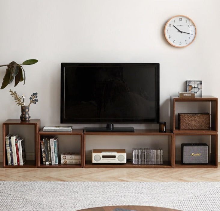 Black Walnut, Сherry, Oak, Poplar Solid Wood Lattice Floor-To-Ceiling Bookshelves