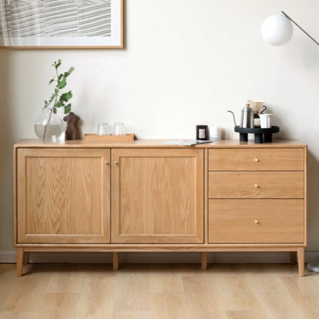 Oak Solid Wood, Solid Rubberwood Classic Sideboard