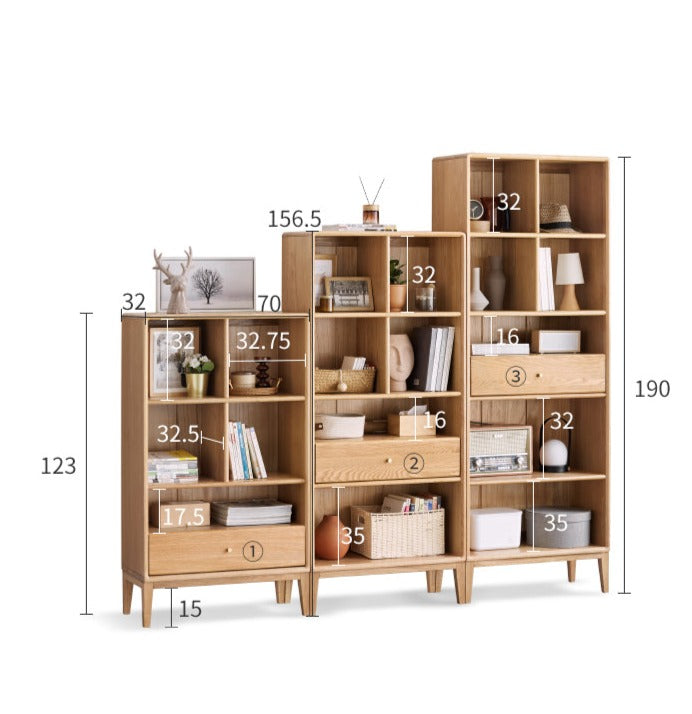 Oak Solid Wood Bookcase Bookshelf