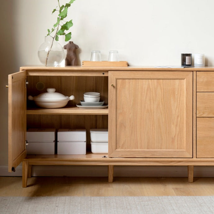 Oak Solid Wood, Solid Rubberwood Classic Sideboard
