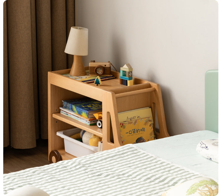 Beech Solid Wood Car Mobile Cabinet Bookshelf Storage