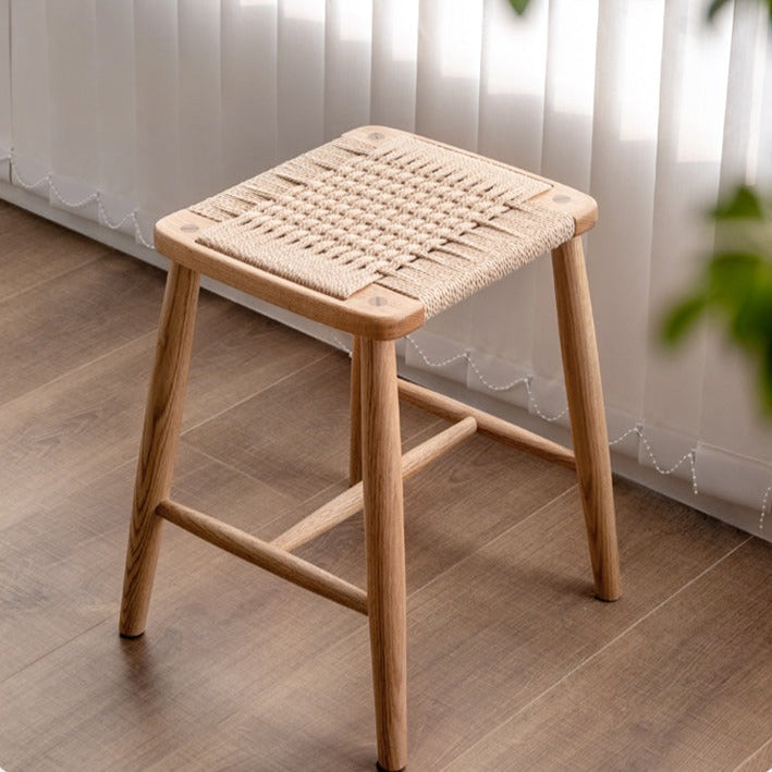 Cherry, Oak Solid Wood Rope Stool