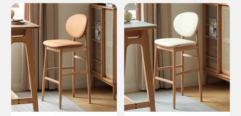 Oak Solid Wood Soft Japanese Modern Bar Chair
