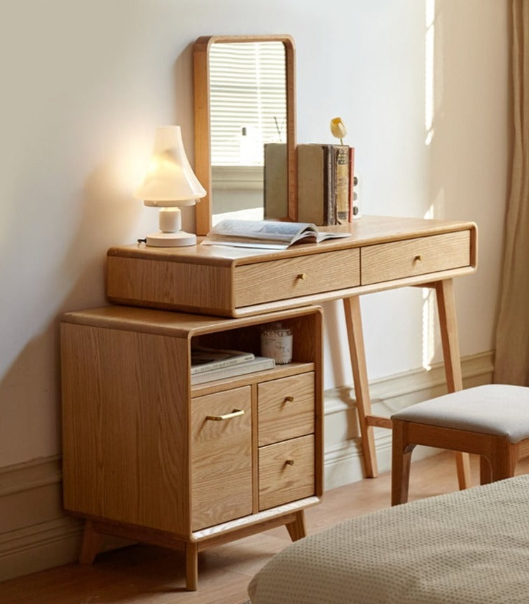 Oak Solid Wood Telescopic Dressing Table Cabinet.