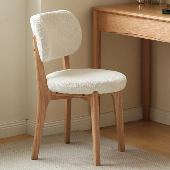 Oak Solid Wood Makeup Stool Lamb Velvet