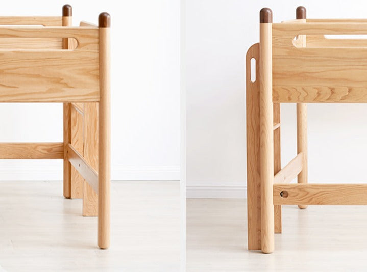 Beech Nordic Children's Solid Wood Loft Bed, Modern Minimalist Multifunctional Combination Bed with Table
