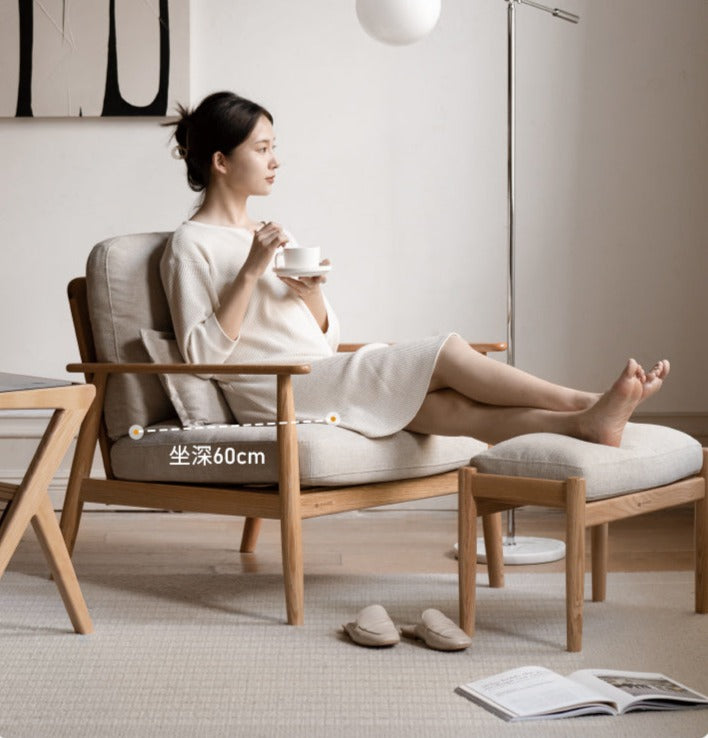 Oak Solid Wood Fabric or Leather Armchair