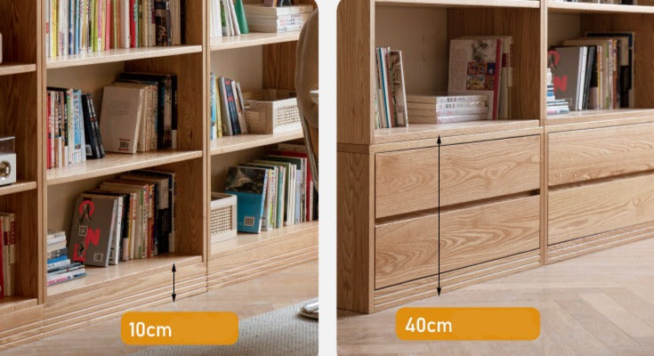 Oak Solid Wood Floor To Ceiling Bookshelves