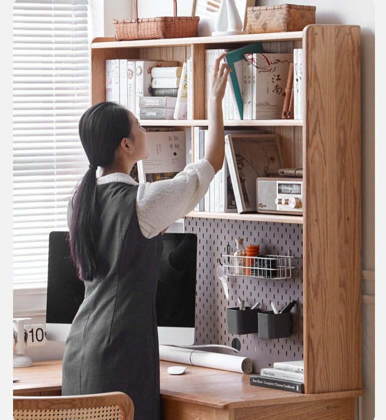 Oak Solid Wood L-shaped Corner Office Desk