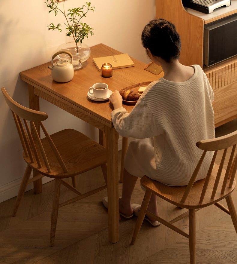 Oak Solid Wood Folding Small Dining Table