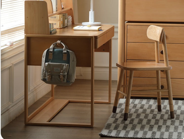 Beech Solid Wood Desk Can Be Lifted and Adjusted