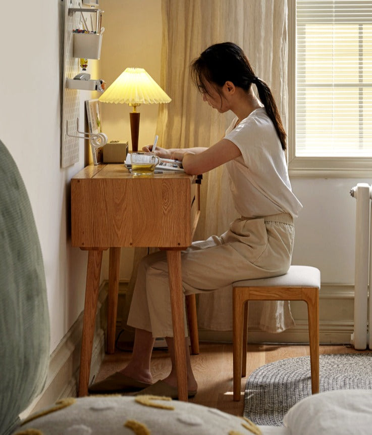 Oak Solid Wood, Solid RubberWood Dressing Table Mirror LED Touch Light.