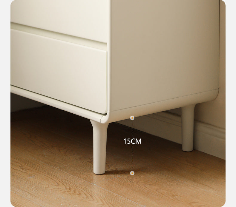 Solid Rubberwood Solid Wood Milky Cream Style Chest of Drawers