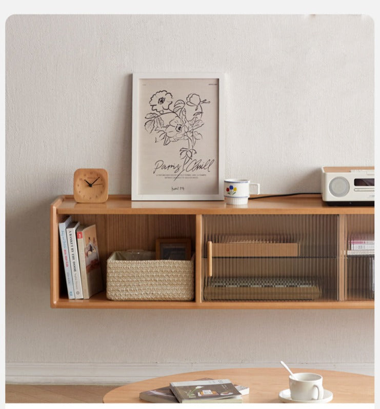 Oak Solid Wood, Solid Rubberwood Wall-Mounted Sideboard Cabinet Locker
