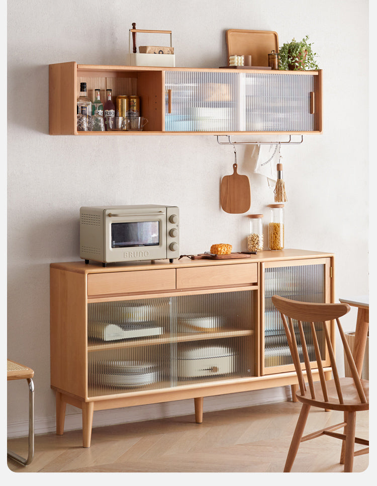 Oak Solid Wood, Solid Rubberwood Wall-Mounted Sideboard Cabinet Locker
