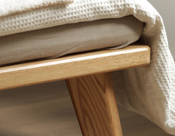 Oak solid wood platform bed, headboard-free bed
