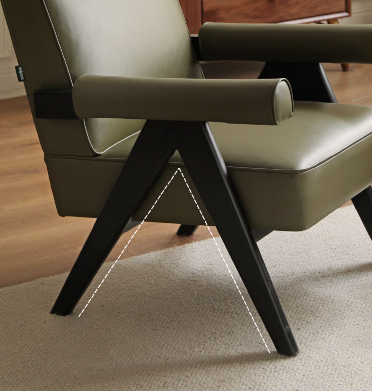 Oak Solid Wood Leather Retro Armchair