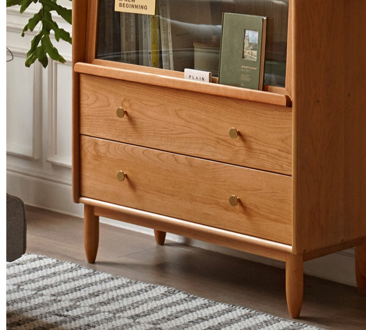 Cherry Wood, Oak, Poplar Solid Wood Side Cabinet Flip Door, LED light