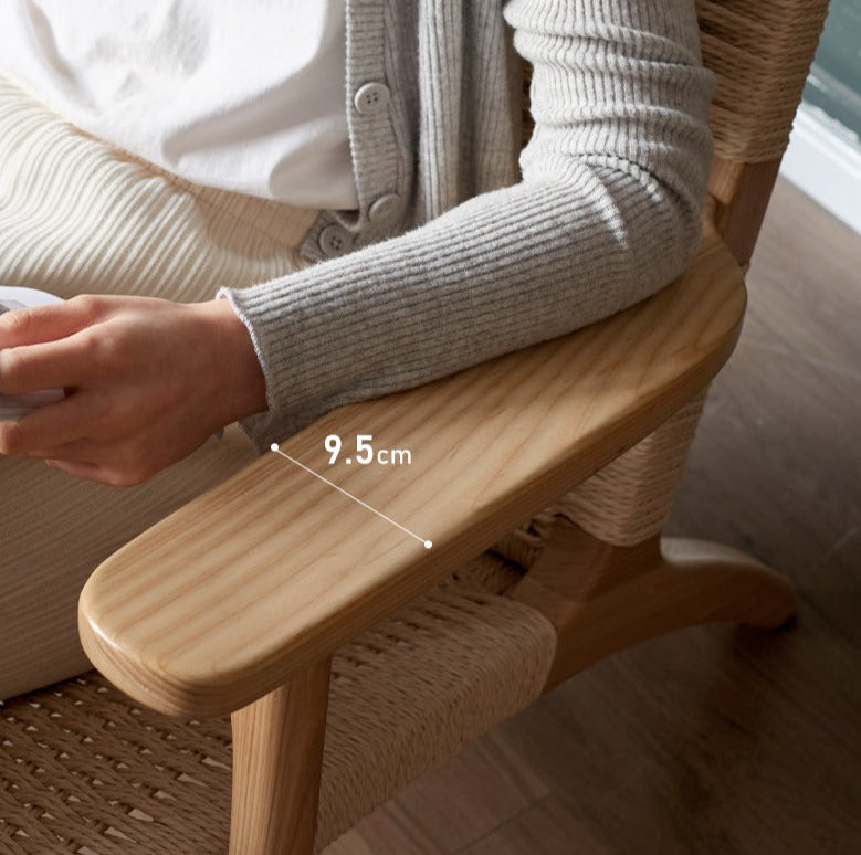 Ash Solid Wood Armchair Rope Weaving )