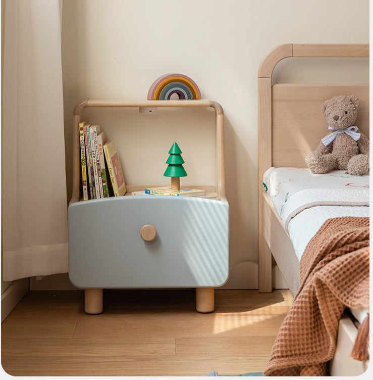 Birch, Beech Solid Wood Nightstand Built-in Night Light