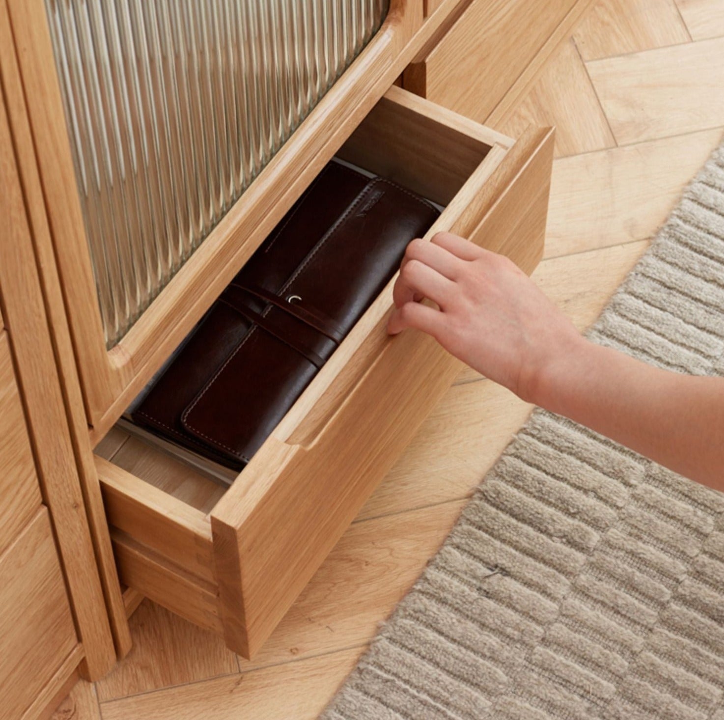 Oak Solid Wood Bookcase Free Combination Floor-to-ceiling Bookshelf