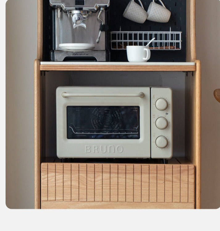 Solid RubberWood, Oak Solid Wood Sideboard Rock Board LED Light