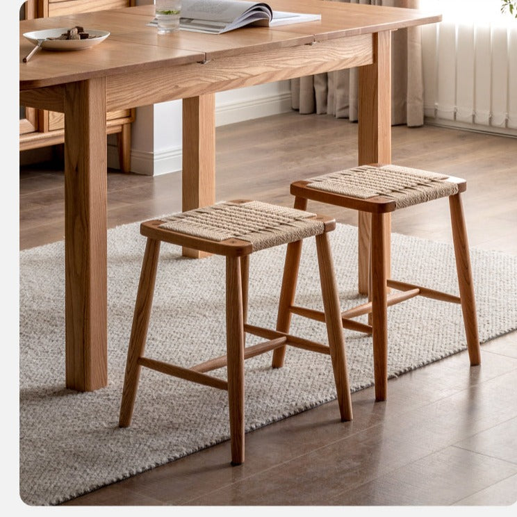 Cherry Solid Wood Rope Stool