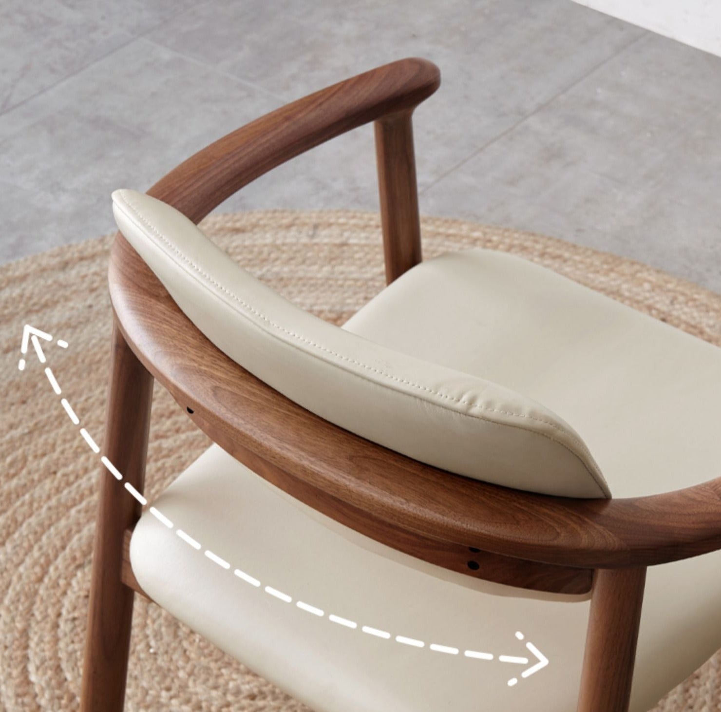 Black Walnut Solid Wood Top layer of Yellow Cowhide Armchair, Organic leather: