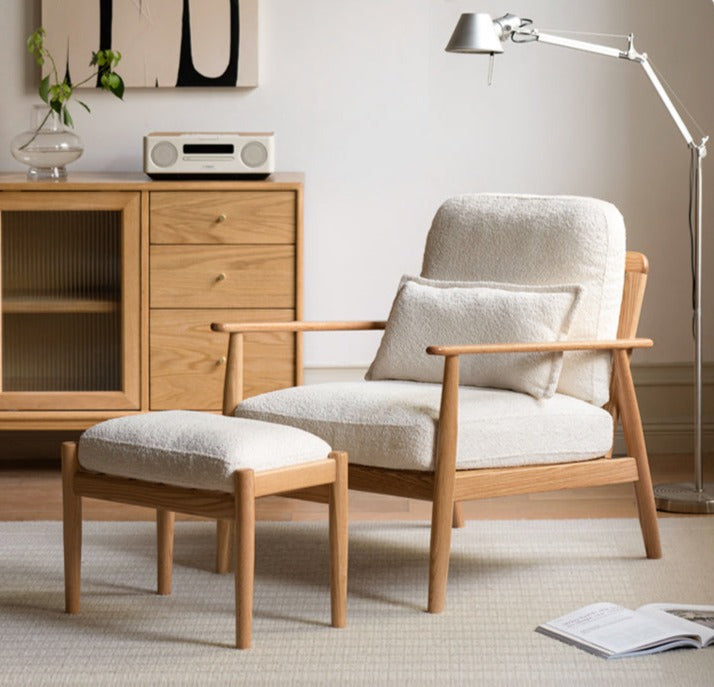 Oak Solid Wood Fabric or Leather Armchair