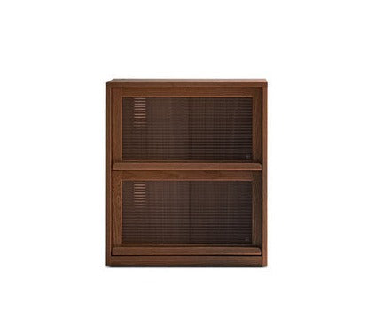 Black Walnut, Oak Solid Wood Low Bookcase, Modern Modular Storage Shelf Cabinet
