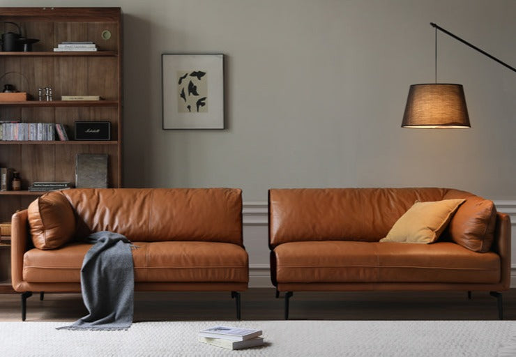 First Layer Cowhide, Organic Leather ,Tech Fabric Italian Style Sofa.