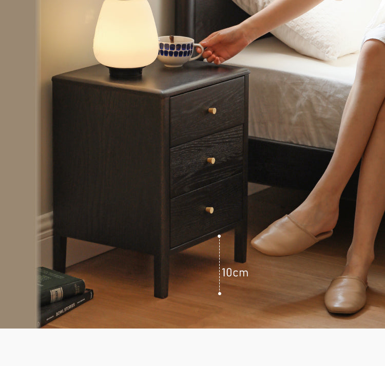 Oak solid wood retro smoky color Nightstand.