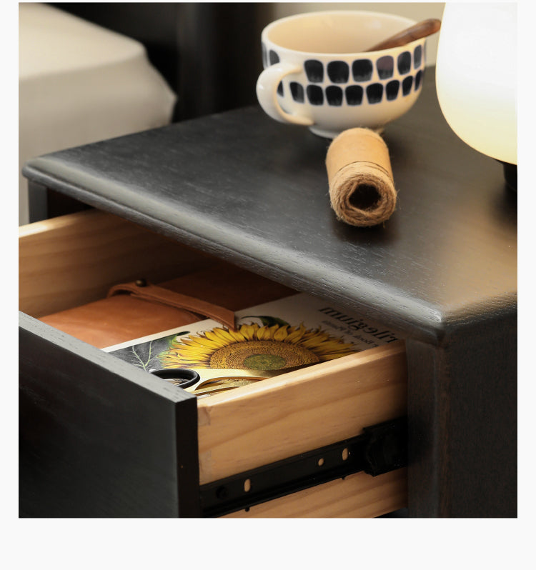Oak solid wood retro smoky color Nightstand.