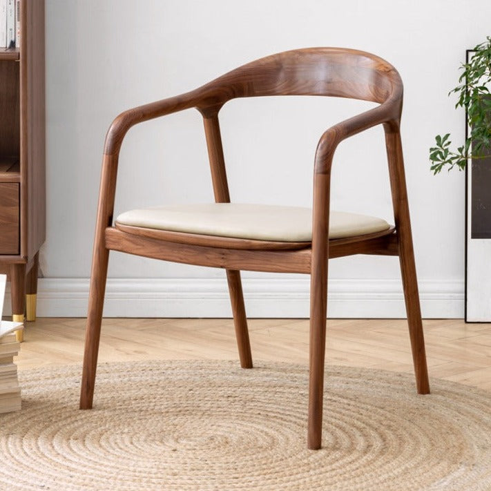 Black Walnut, Ash Solid Wood First Layer Cowhide Horn Chair