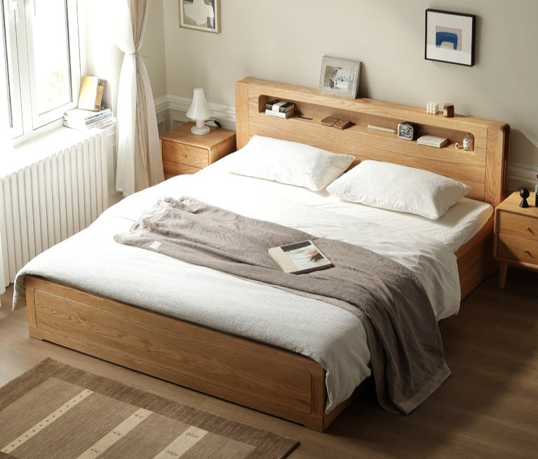 Oak Solid Wood Luminous Box Bed