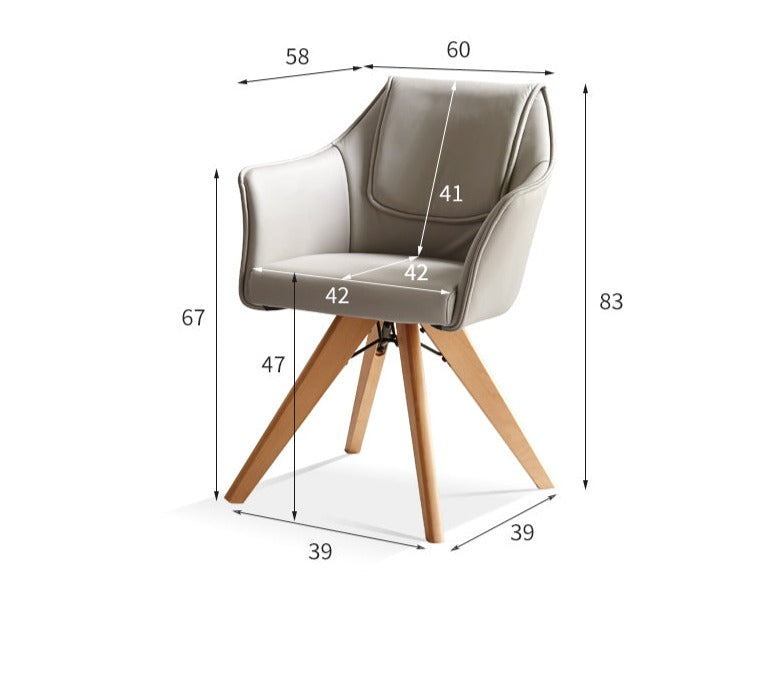 Beech Solid Wood Rotating Chair Organic Leather