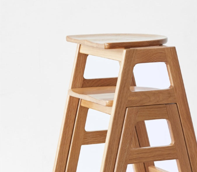 2 pcs- Oak Solid Wood High Bar Chair