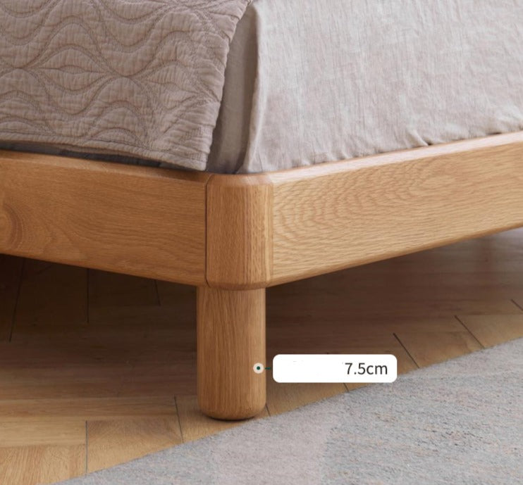 Oak Solid Wood Soft Light With Bookshelf Bed
