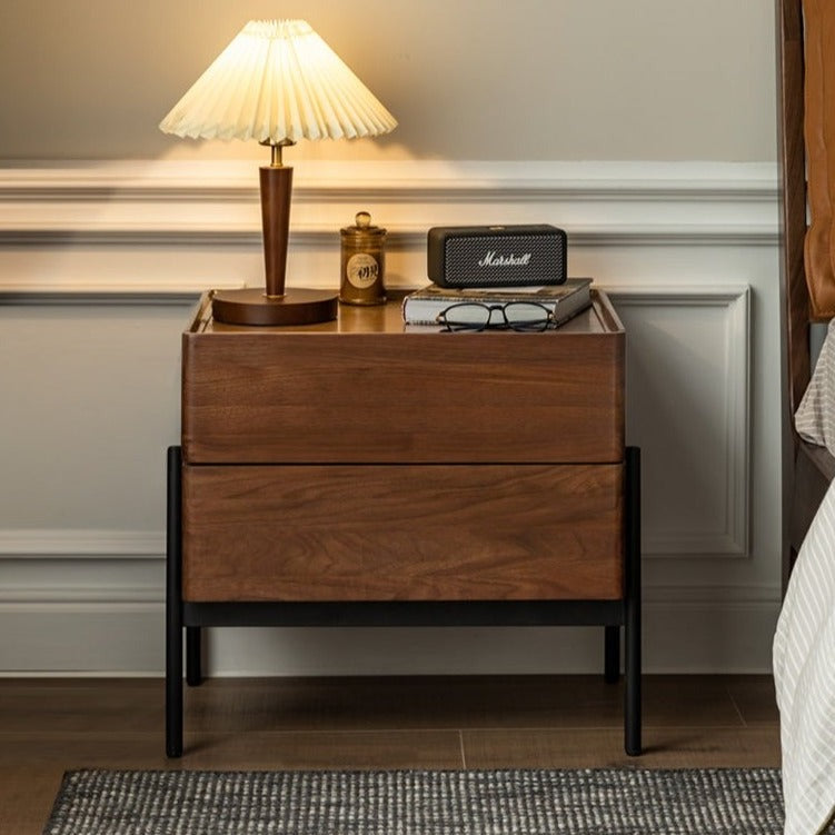 Black Walnut, Oak, South American Walnut Solid Wood Nightstand.