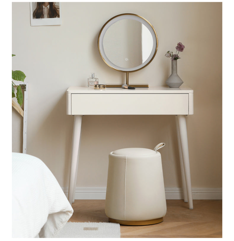 Poplar Solid Wood Telescopic DressingTable +LED Makeup Mirror.