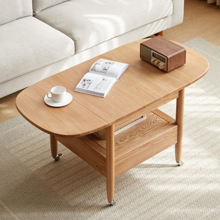 Oak, Beech Solid Wood Folding Mobile Coffee Table