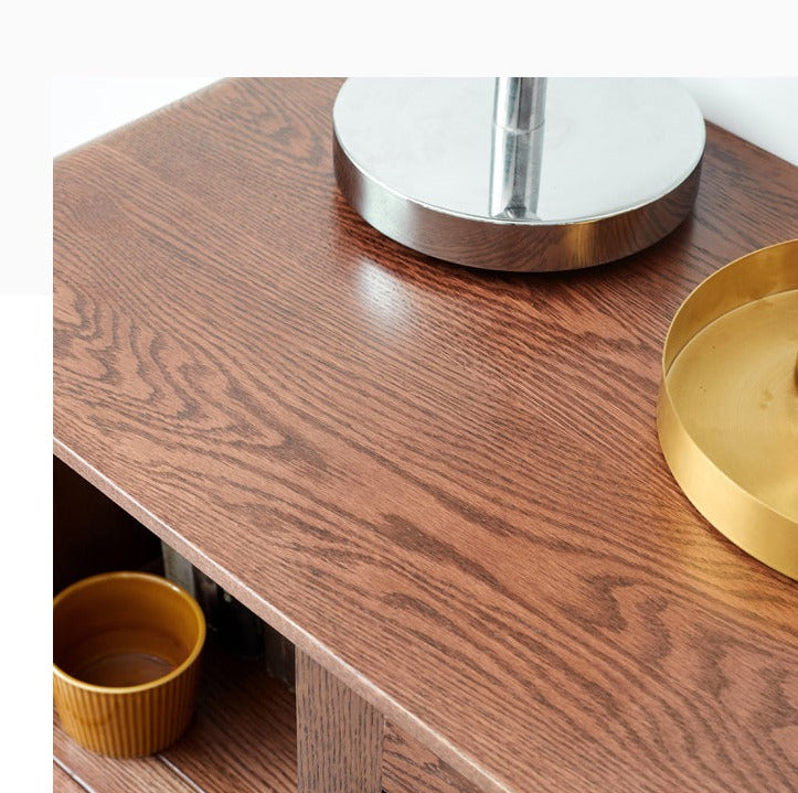 Solid Rubberwood, Oak Solid Wood Nordic Side Cabinet