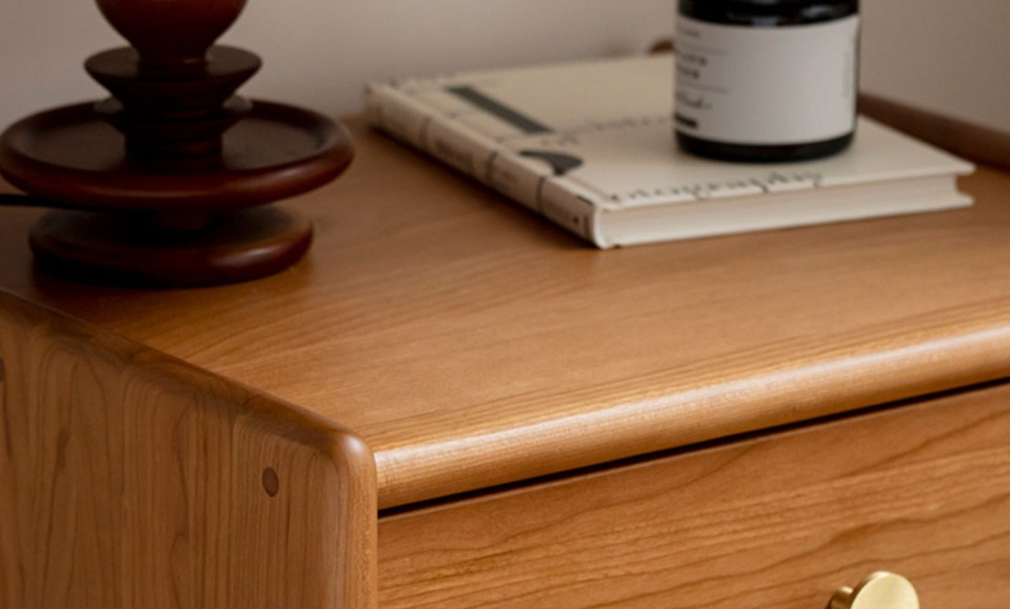 Ash, Cherry Solid Wood Nightstand.