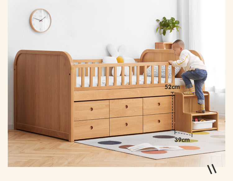 Oak solid wood Multi-function wide storage box bed<