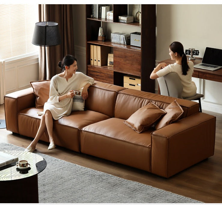 First Layer Cowhide Leather Sofa.